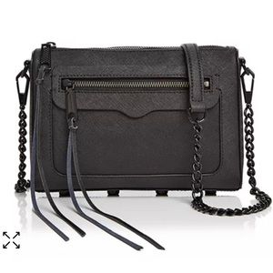 Avery Crossbody Bag - Black Leather/Matte Chain